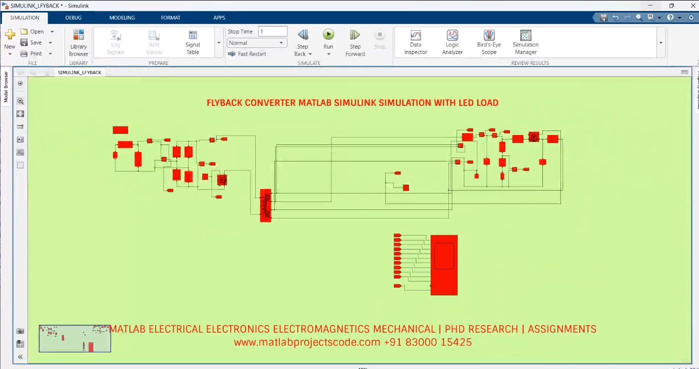 FLYBACK CONVERTER MATLAB SIMULINK SIMULATION WITH LED LOAD